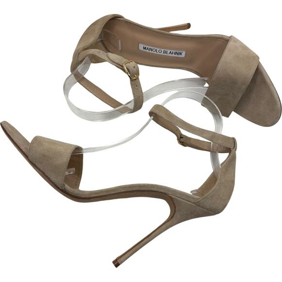Manolo Blahnik Tres Ankle Strap Sandals In Nude Size 40 - Picture 10 of 15